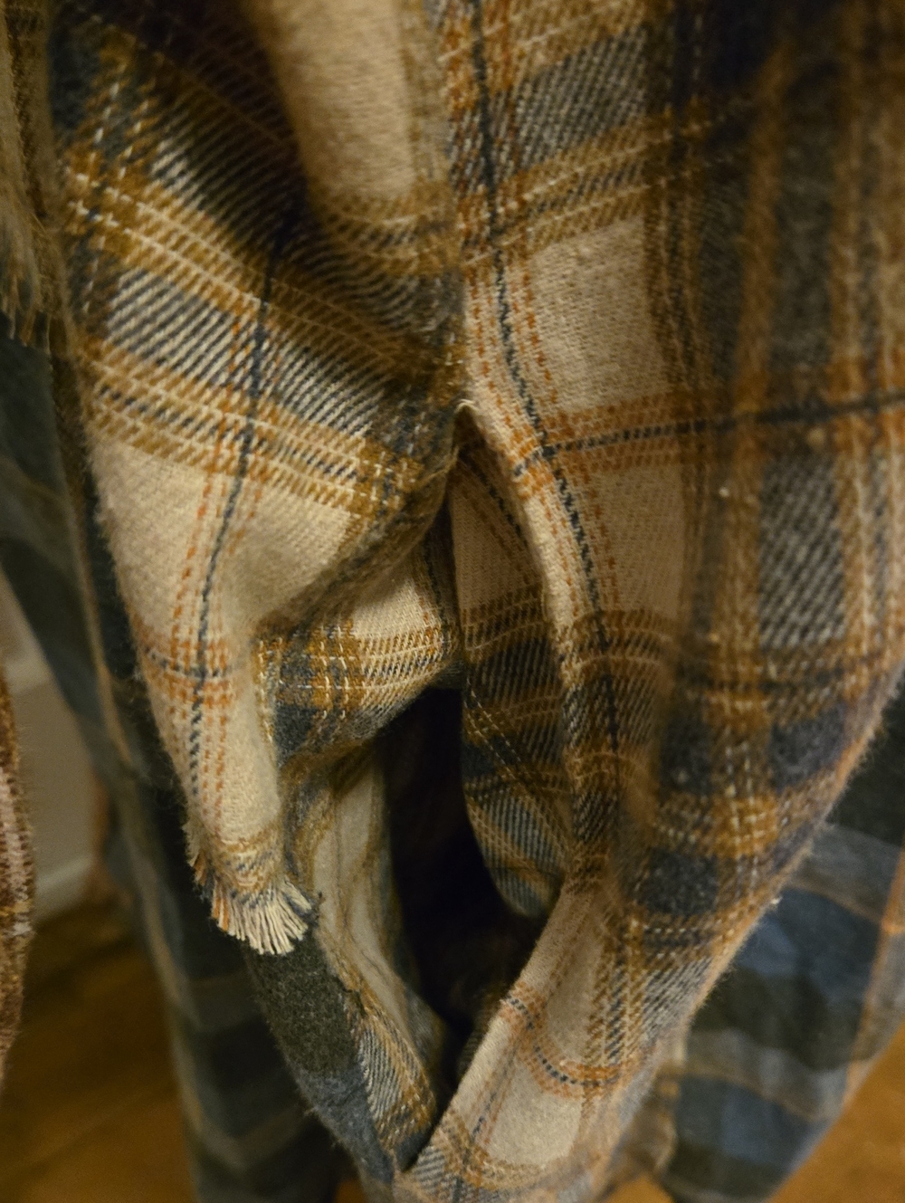Oli & Hali Autumn Fall Patchwork Brown and Navy Plaid Shirt Dress Jacket Size L - Picture 6 of 9